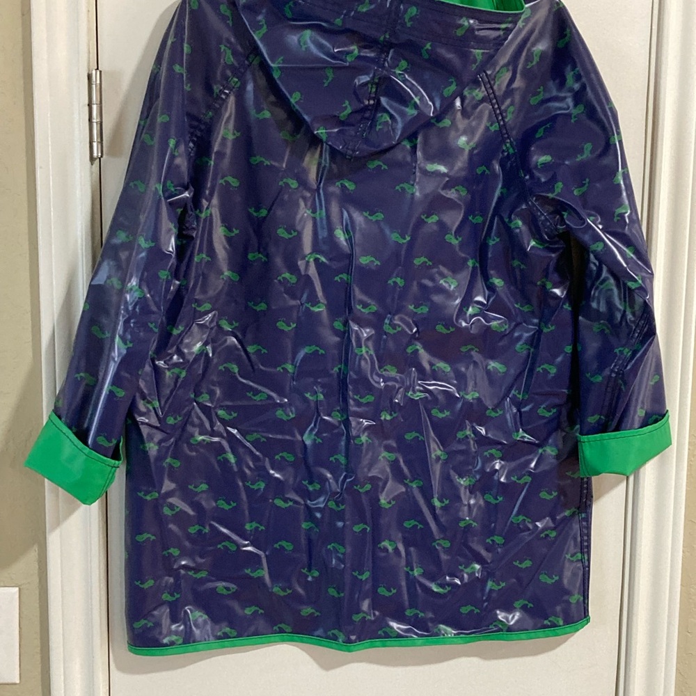 1980’s Ladies M Raincoat Green Reversible to Navy with Green Whales - Picture 4 of 10